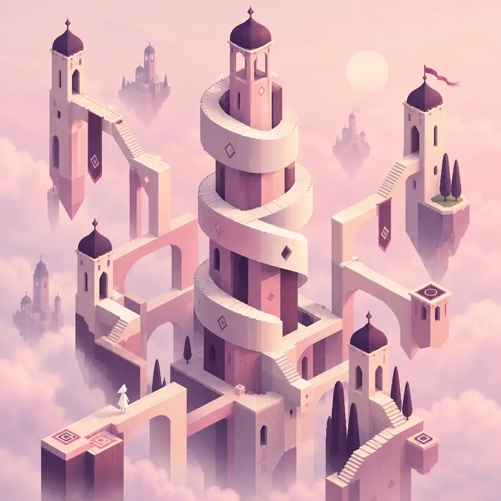 A Monument Valley bonyolult pályája spirális toronnyal és egymásba forduló lépcsőkkel